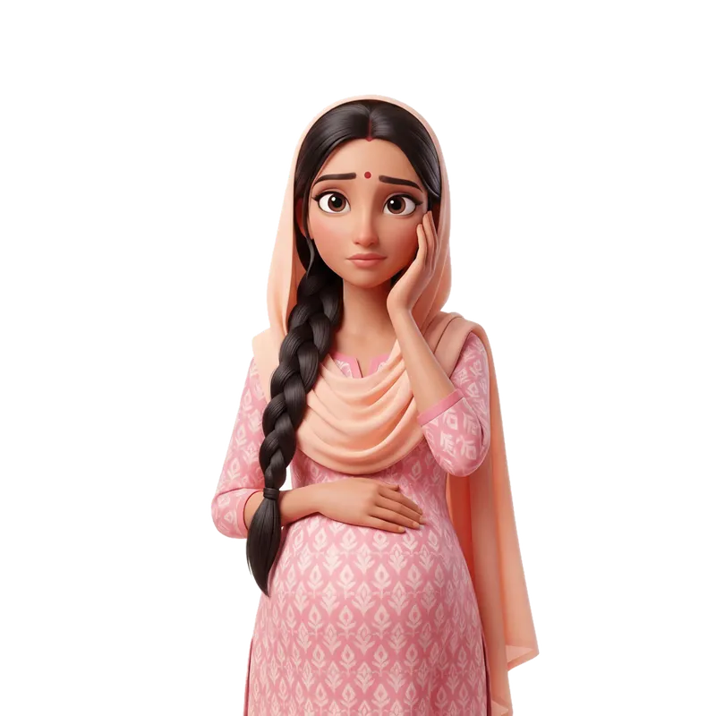 मन में कई सवाल लिए सोचती हुई एक गर्भवती महिला